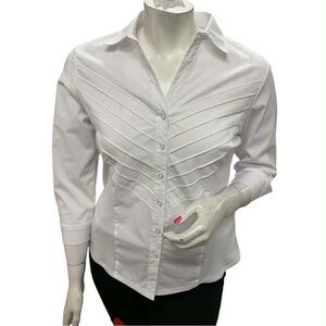 Zac & Rachel White Button-Up Blouse Size L